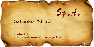 Sztanko Adrián névjegykártya